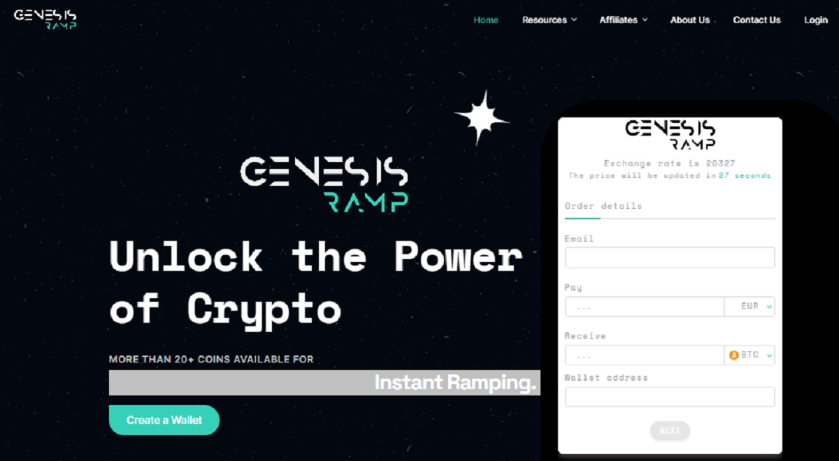 Genesis Exchange homepage